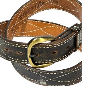 Brown Leather Belt Men's 35 Made in Texas USA 1.5" Width Removable Buckle